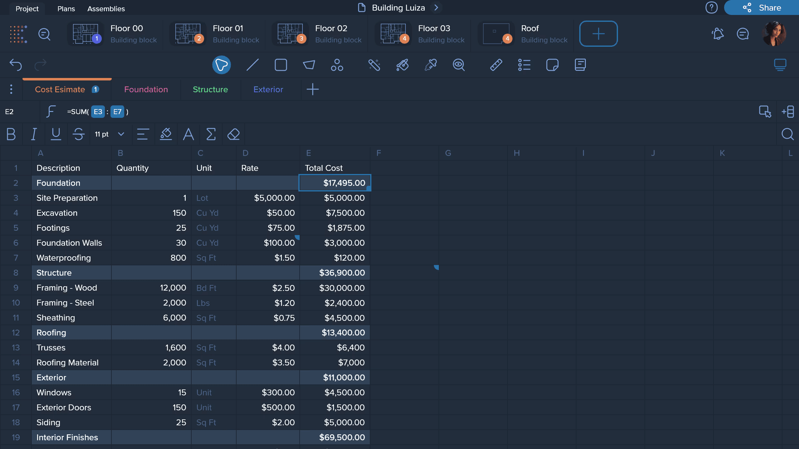 One-Click Area Auto Measure